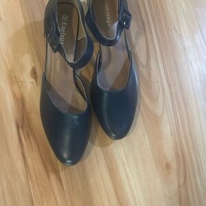 Blue Leather Flats with Polished Finish